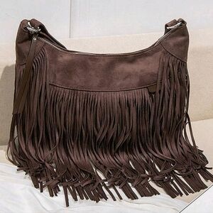 Women's Vintage Medium Hobo Bag Crossbody Bag Tassel Decor Fashion Women Fringe
